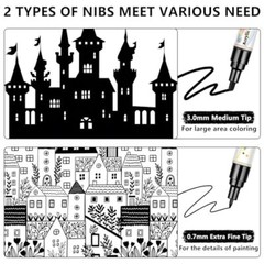GPLMQ Paint Pens – 4 Pack Dual Tip Acrylic Paint Markers (0.7mm & 3mm), Black