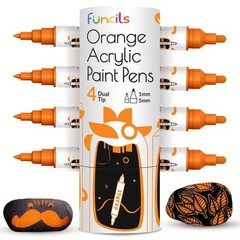 4 Dual Tip Orange Paint Pen Metallic – Fine Tip & Medium Acrylic Paint Marker…