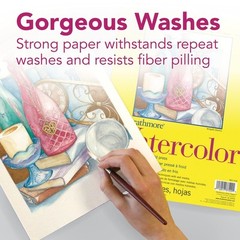 Strathmore 360-109 300 Series Watercolor Pad, 9″x12″ Tape Bound, 12 Sheets