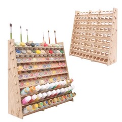 Extra Large Wooden 9-Tiers 99 Bottles’ Capacity Wooden Paint Organizer & Pain…