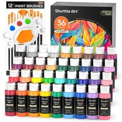 Shuttle Art Acrylic Paint Set | 36 Vibrant Colors | Includes Brushes & Palette