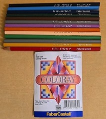 Vintage Faber Castell Coloray 12 Coloring Pencils Cedar Wood Thick Lead NIP USA