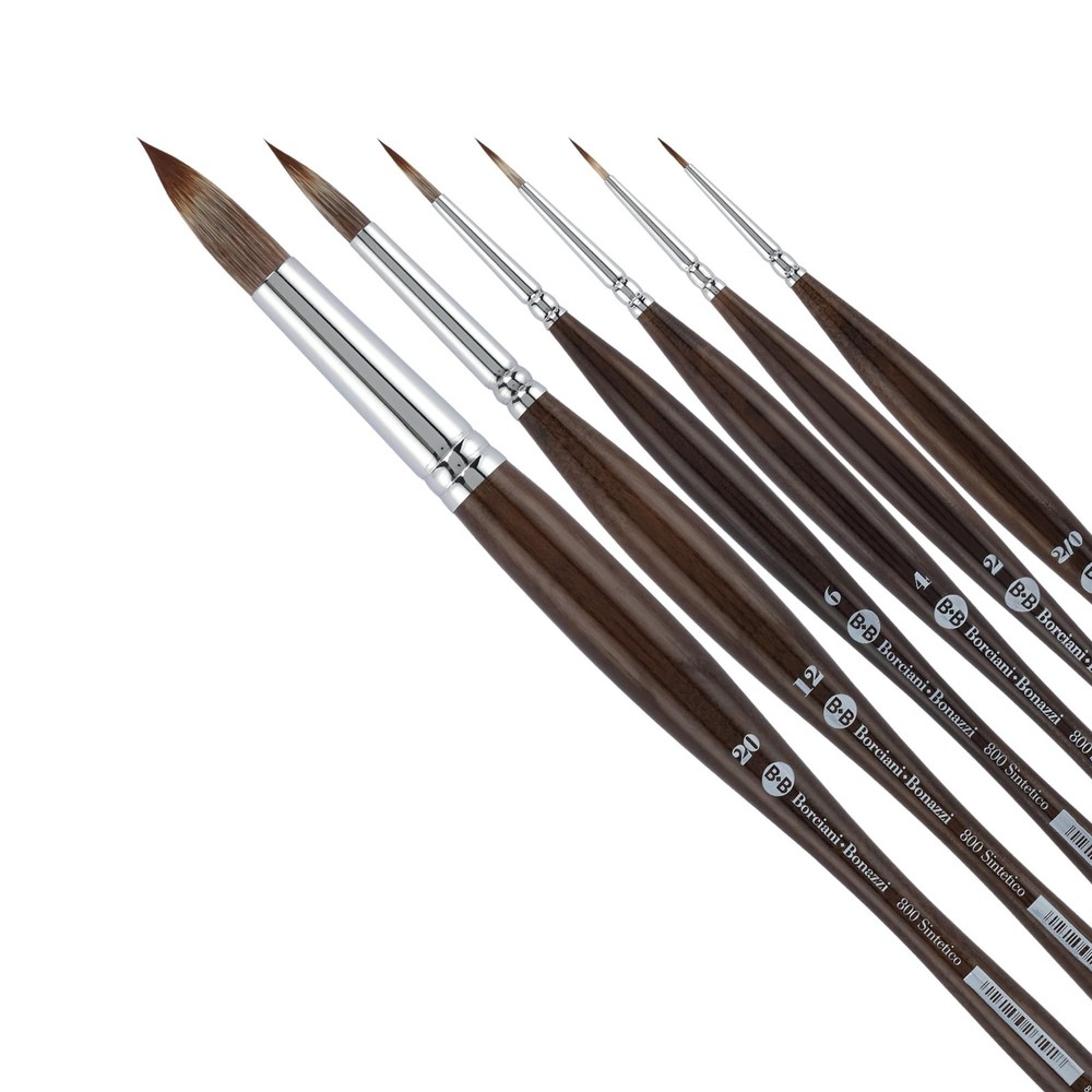6-Piece Round Artist Paint Brush Set – Ergonomic Handle for Watercolors & Oils