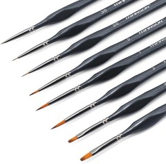 Transon 8-Pc Fine Detail Brush Set with Ergonomic Triangular Handles for Artists