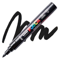 Posca Markers, Paint Marker, Black Paint, 5BR Brush Tip, Acrylic, Opaque, Pitch