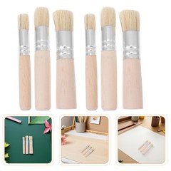 6pcs Stencil Paint Brush: Pig Bristle Painting Brushes for Artists Acrylic
