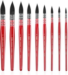9 Pcs Professional Watercolor Synthetic Squirrel Hair Mop Paint Brushes Sz 0-8