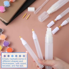 16 Pcs Refillable White Paint Pens, Acrylic Paint Markers, 3mm, 6mm, 15mm Emp…