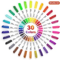 30 Colors Permanent Markers, Fine Point, Assorted Colors, Works on Plastic,Wo…