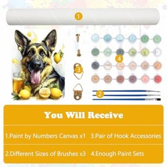 Lemon Dog Paint by Numbers Kit, Funny Dog Paint by Numbers for Adults WE022