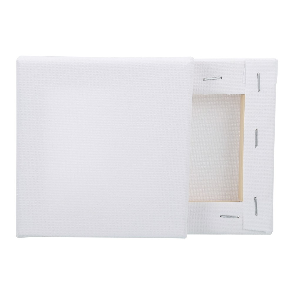 2 Pcs Stretched Canvas, 4×4″ Artist Boards 9/13″ Profile Cotton Panels,White