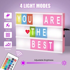 A4 Size Cinema Light Box 16 Color Changing Message Board 400 Letters Pink