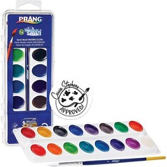Prang Washable Watercolor Paint Set, 16 Assorted Colors, Includes Brush (16016),