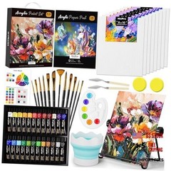 68PCS Acrylic Paint Canvas Set for Adults, Art Painting Supplies Kit 24 colors
