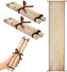 1 Pack Blank Paper Scrolls 9 X 36 Inches Blank Scroll Paper with Wood Rods for W