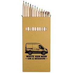 12 x ‘White Van Man’ Long 178mm Coloured Pencils / Pencil Set (PE00097041)