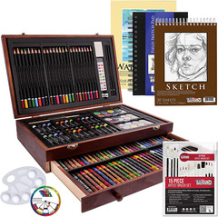 162-Piece Deluxe Mega Wood Box Art Painting and Drawing Set – Artist Painting Pa