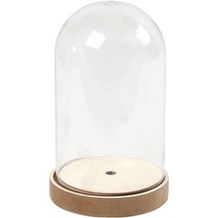 Create Crafts 52163 Bell Jar on Wooden Stand 18 x 11cm,white Onesize