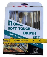 10 Count Paint Brush Set Soft Touch Comfort Grip Variety Sizes Artist Set NIB