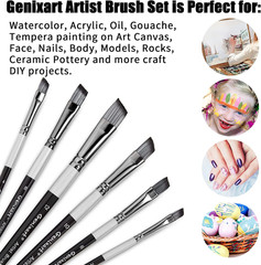 Angular Paint Brushes Set, 6 Pcs Angled Paintbrushes for Acrylic Oil Watercolor