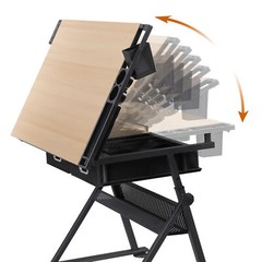 Drafting Drawing Table Tabletop Adjustable Height with Charge Outlet Natural