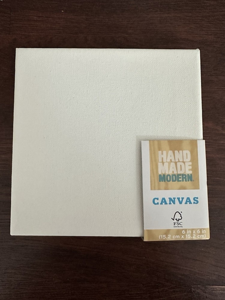 Hand made modern Canvas White, 6 x 6 inches