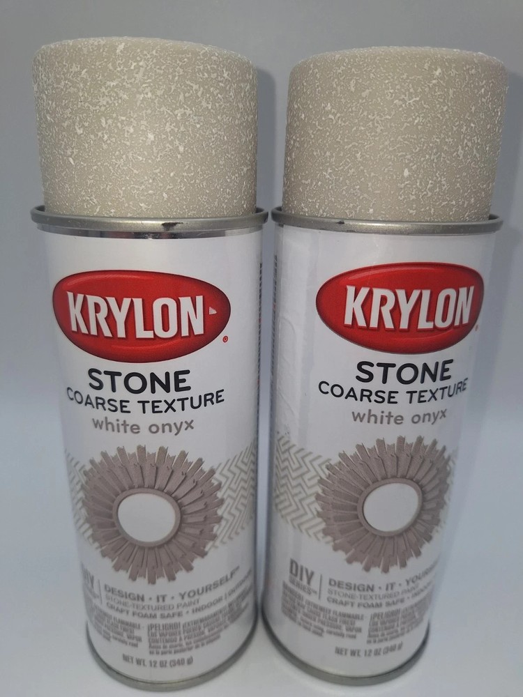 Krylon Stone Coarse Texture Finish Spray Paint White Onyx 18213 TWO CANS 12 Oz