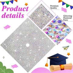 3 Sheet Iridescent Bling Rhinestone Construction Paper Graduation Cap Topper