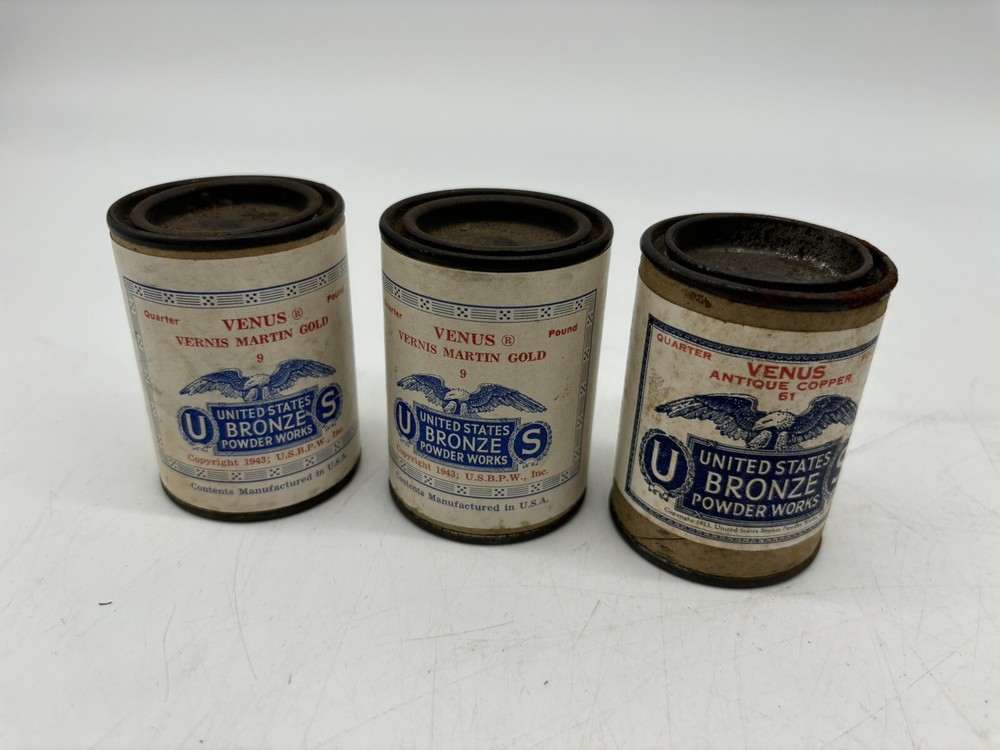 3 VENUS Vernis Martin Gold Copper Powder United States Bronze Powder Works LOT
