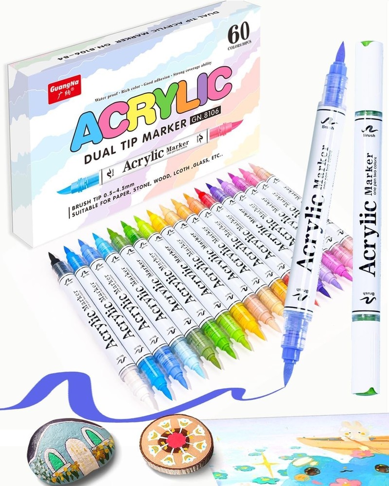 Quick-Drying, Waterproof Dual Color Acrylic Paint Markers – Perfect for Crafts