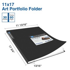 Sooez Art Portfolios 11″x17″, Large Portfolio Folder with 30 Pockets & Black …