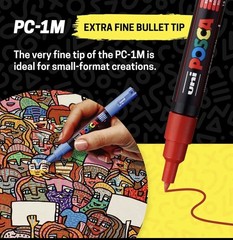 Posca Acrylic Paint Art Markers, Set of 12 Extra Fine Point Thin P