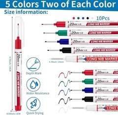 Deep Hole Marker Pens – 10 PCS Set with 5 Colors & Waterproof Precision Nib