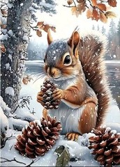Squirrel DIY Full Round Drill 30x40cm Diamond Painting