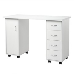 Double Edged Manicure Nail Table with Drawer White 47.2″ x 21.3″