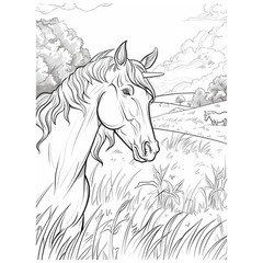 50 horses #3 coloring pages to print ° digital ° & POD permission (No. 256)