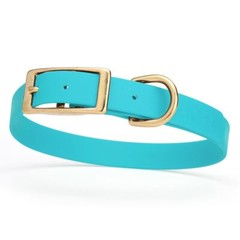 Dog Pet Collar with Brass Hardware Size M W 3/4” L 15” – 18” Sky Blue