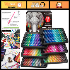180 Colored Pencil Set – Soft Core, Rich Pigment, 12 Metallic Pencils – Ideal fo