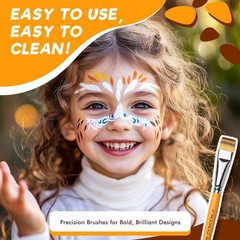 Face Painting Brushes Artist Detail Brush for Kids and Adults Yellow 13 Pk