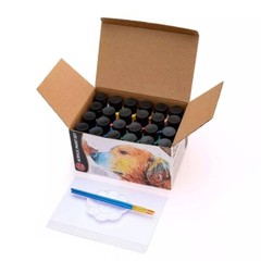 24 Colors 60ml Acrylic Paint Waterproof Set for Kids Beginner with Brush palette