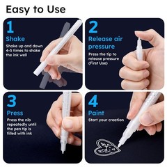 White Paint Pen Acrylic Marker: 8 Pack 0.7mm White Paint Marker for Black Pap…