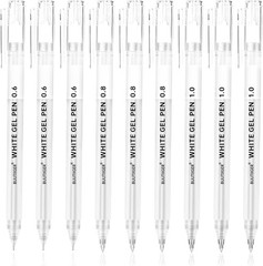 BUUTIIGER White Gel Pens – 0.6/0.8/1.0mm Fine Point Opaque White Archival Ink