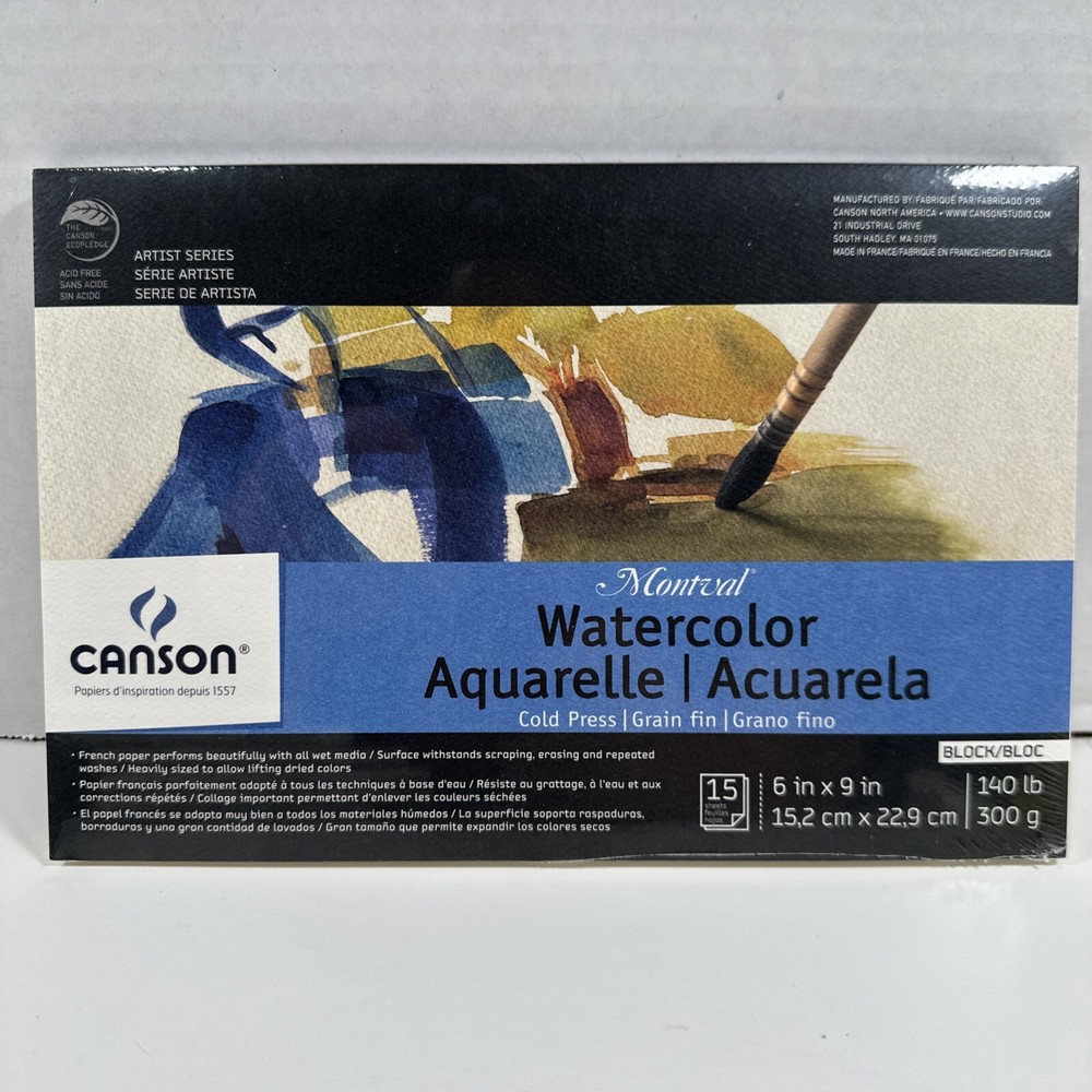 Canson Artist Series Montval Watercolor Block 6×9″ Paper Cold Press 140lb White