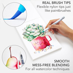 108 Watercolor Pens Set | Including 15 Page Pad & Online Video Tutorial Series |