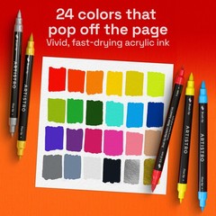 24 Acrylic Paint Markers Multicolor Art Painting Pens Set