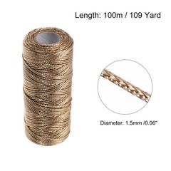 Cotton Rope Twisted Braided Rope Cord, Rose Gold 100m/109 Yard 1.5mm Dia