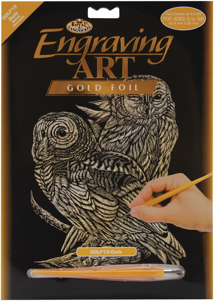 Royal & Langnickel(R) Gold Foil Engraving Art Kit 8″X10″-Owls