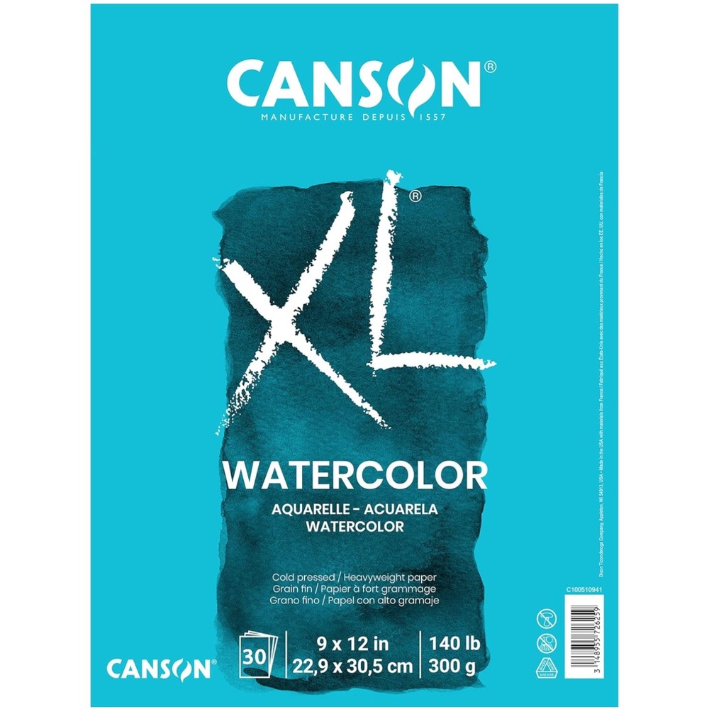 XL Series Watercolor Paper Pads, 140lb, 30 Sheets x 6