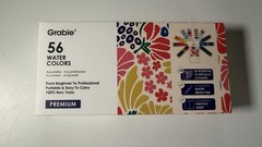 Grabie Premium 56 Water Colors Watercolor Set w/ Brush Pen, Swatch, Case