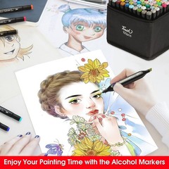 100 Colors Dual Tips Alcohol Markers, Permanent Sketch Art Markers Pens Set w…
